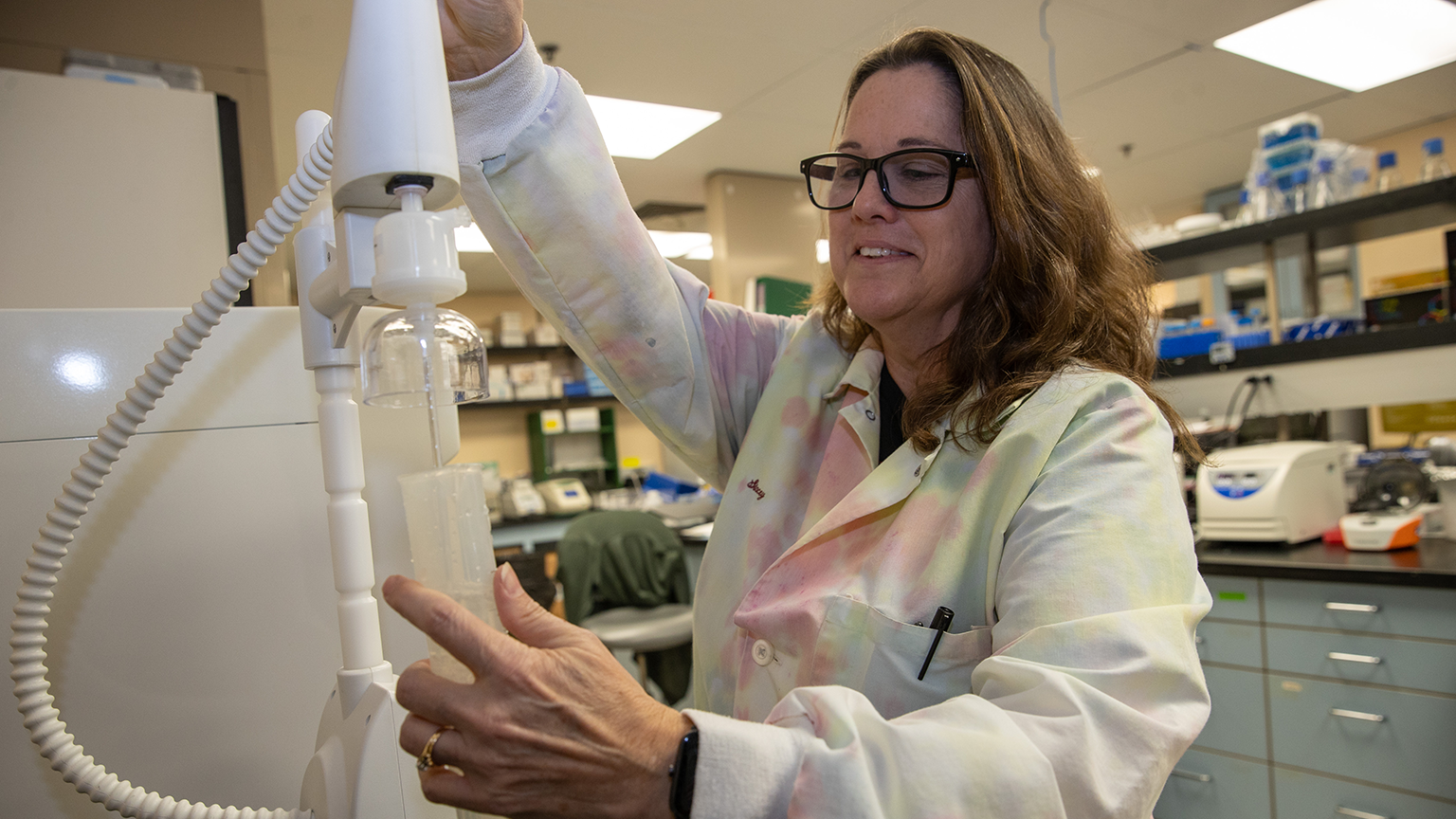 McGee in lab in Carbondale