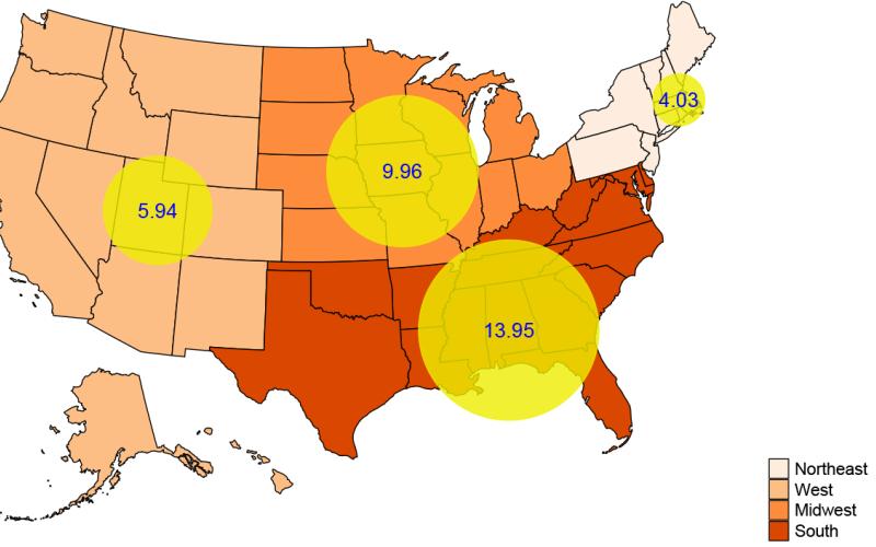 Firearm study US map
