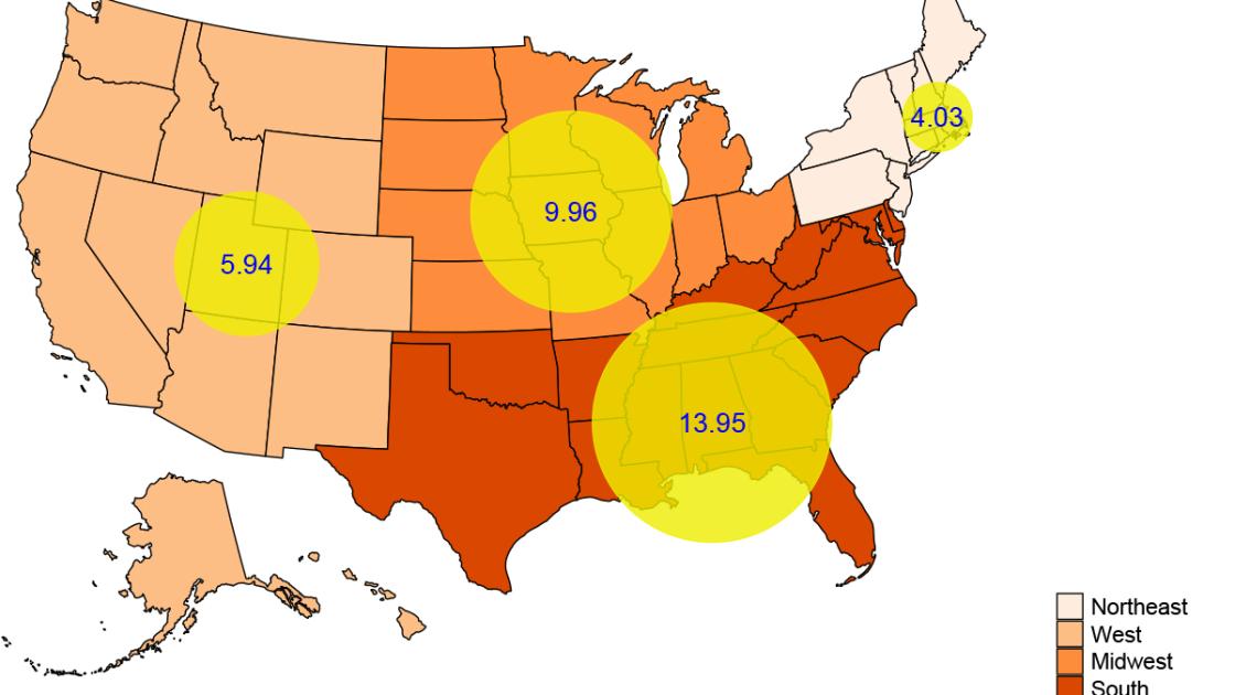 Firearm study US map