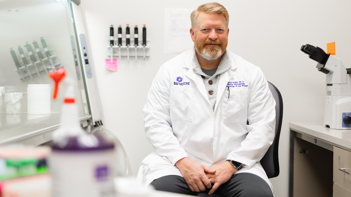 Andrew Wilber in his lab