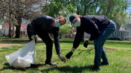 Students Picking Up Trash at Student Day of Service