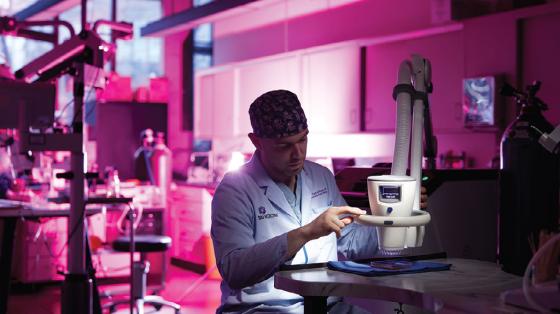 A SIU student working in a research lab