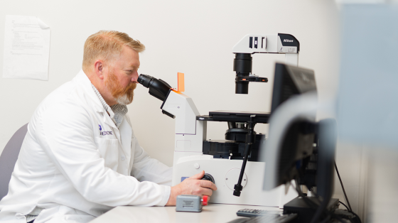 Andrew Wilber in his lab