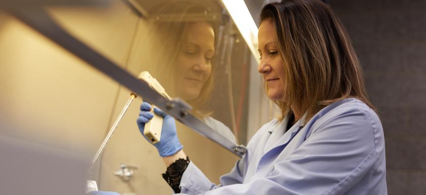 Researcher working in lab