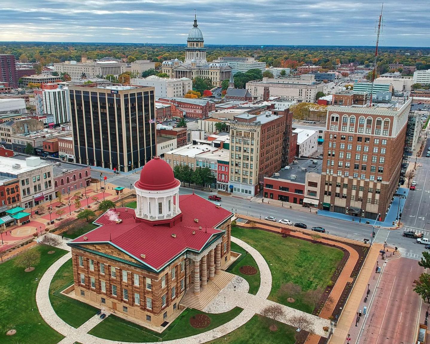 Springfield Illinois downtown aerial