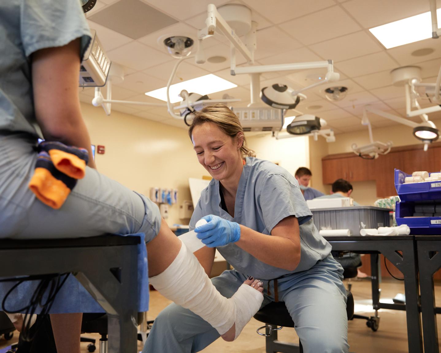 Orthopedic resident practices casting