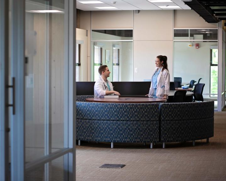 medical students in library