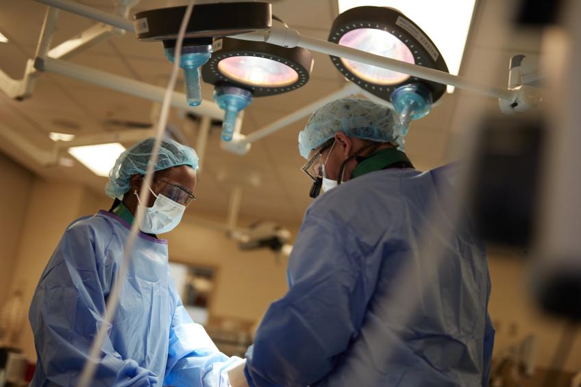 Student working in surgical skills lab