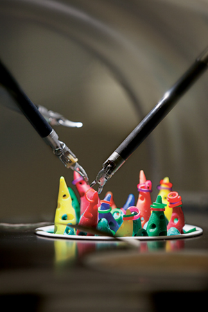 Known to residents as “Whoville,” these tiny, colored mountains and rubber bands help future robotic surgeons perfect their technique.